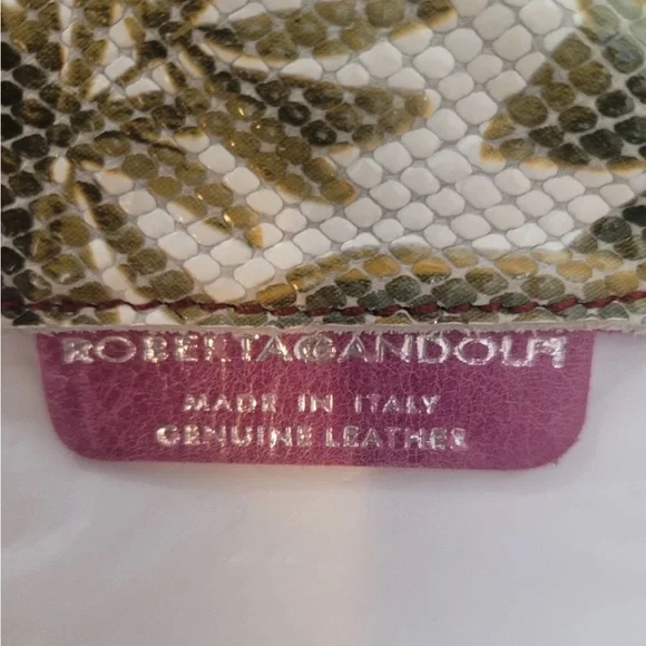 Roberta Gandolfi Italian Leather Tote Shoulder Bag Multicolor Floral with Pouch - Picture 11 of 11